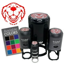 Smiling Goofy Golden Retriever Dog Self-Inking Rubber Stamp for Stamping Ink Stamper Crafting Planners - 1/2 Inch Mini - Black Ink