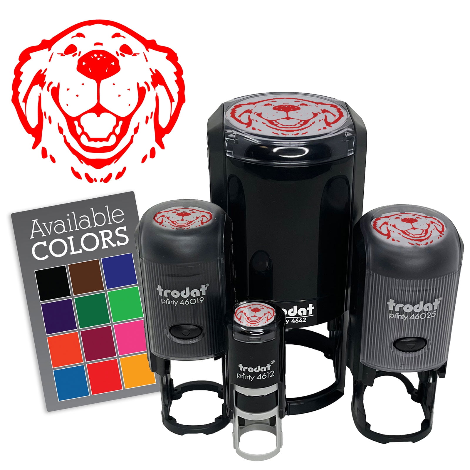 Smiling Goofy Golden Retriever Dog Self-Inking Rubber Stamp for Stamping Ink Stamper Crafting Planners - 1/2 Inch Mini - Dry Pad (No Ink)