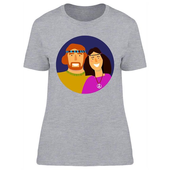 Smiling Hippie Couple T-Shirt Women -Image by Shutterstock, Female Medium