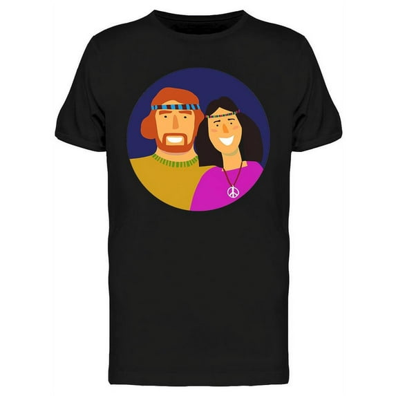 Smiling Hippie Man And Woman T-Shirt Men -Image by Shutterstock, Male 3X-Large