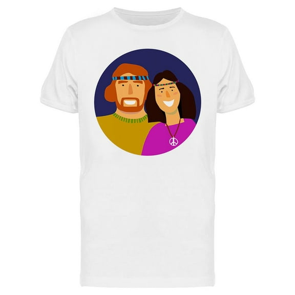 Smiling Hippie Man And Woman T-Shirt Men -Image by Shutterstock, Male Small