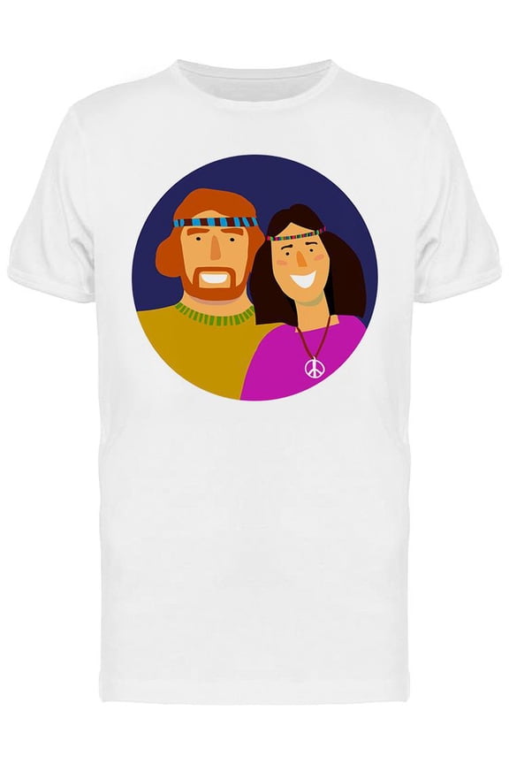 Smiling Hippie Man And Woman T-Shirt Men -Image by Shutterstock, Male Small