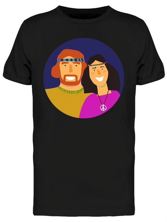 Smiling Hippie Man And Woman T-Shirt Men -Image by Shutterstock, Male Small