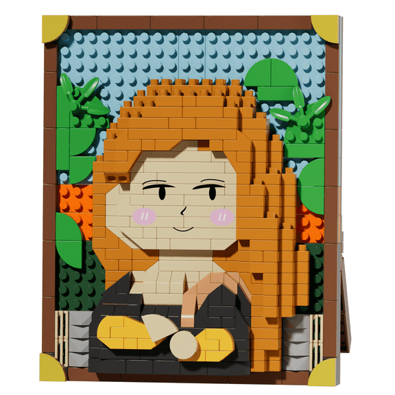 Smiling Lady Art Frame Building Sets, Painting-Inspired Brick Art Frame, 360 Pieces, Building Block Display