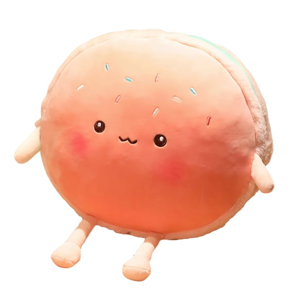 Smiling Macaron Plush Toy, Food-Shaped Cushion, Soft Stuffed Pillow for Bedroom, Living Room & Travel