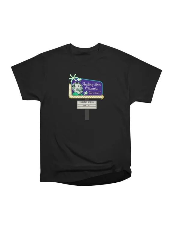 Smiling Man Cleaners Cryptid Neon Signs T-Shirt Tee Gift For Him Merch For Her Apparel For
