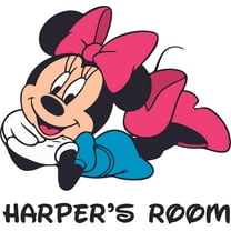 Smiling Minnie Mouse Cute Cartoon Customized Wall Decal - Custom Vinyl Wall Art - Personalized Name - Baby Girls Boys Kids Bedroom Wall Decal Room Decor Wall Stickers Decoration Size (18x20 inch)