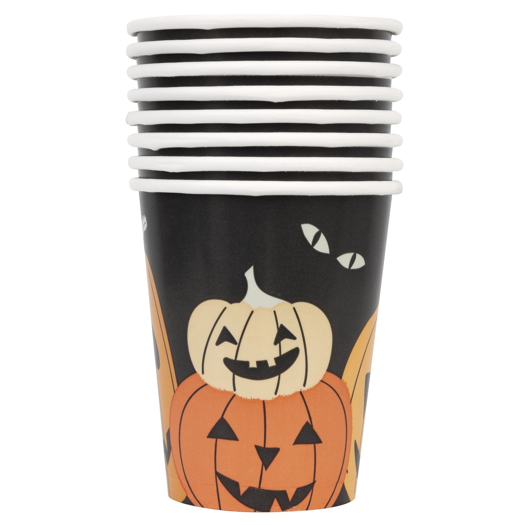Jack-o'-Lantern Disposable Paper Cups, Multicolor, 9 oz, 8 Count, Halloween by Way To Celebrate