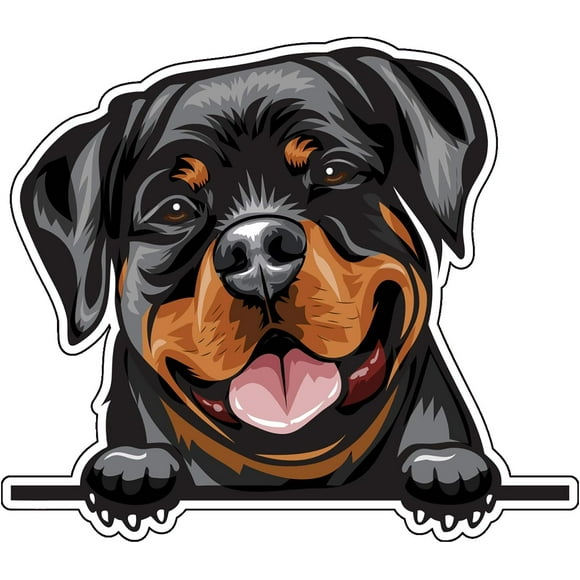 Smiling Rottweiler Vinyl Decal - Dog Breed Bumper Sticker - for Laptops Tumblers Windows Cars Trucks Walls