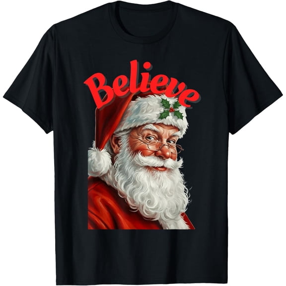 Smiling Santa Claus Believe T-Shirt