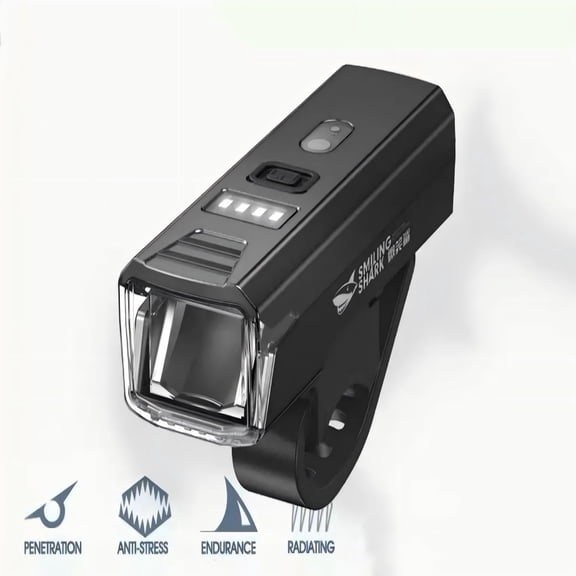 Smiling Shark 100LM LED Bike Headlight, XPG White Light TYPE-C Rechargeable Bicycle Light with 1500mAh Battery, 3W Waterproof Cycling Front Lamp for Road Mountain Bike