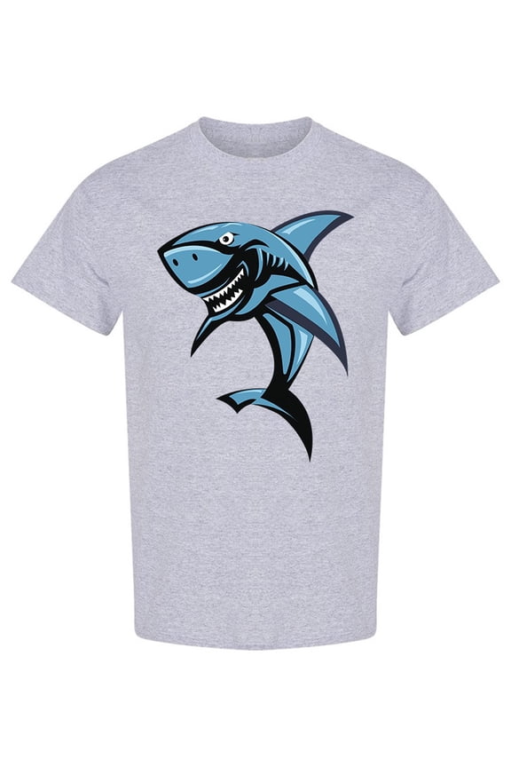 Smiling Shark Design T-Shirt Men -Image by Shutterstock, Male Large