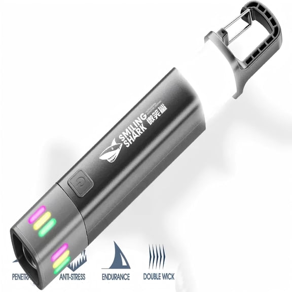 Smiling Shark-Rechargeable Flashlight, 150LM Bright XPE Flashlight with 3 Light Modes , USB-C Rechargeable 1200mAh Small Flashlight, Zoomable, Waterproof, with Hook, for Camping(Black 1 pack)