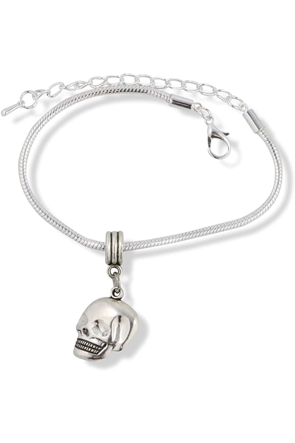 Smiling Skull Snake Chain Charm Bracelet