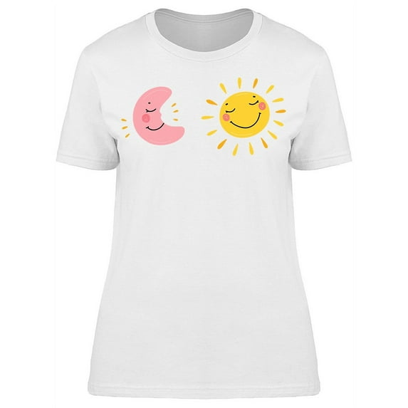 Smiling Sleeping Moon And Sun Tee Women's -Image by Shutterstock