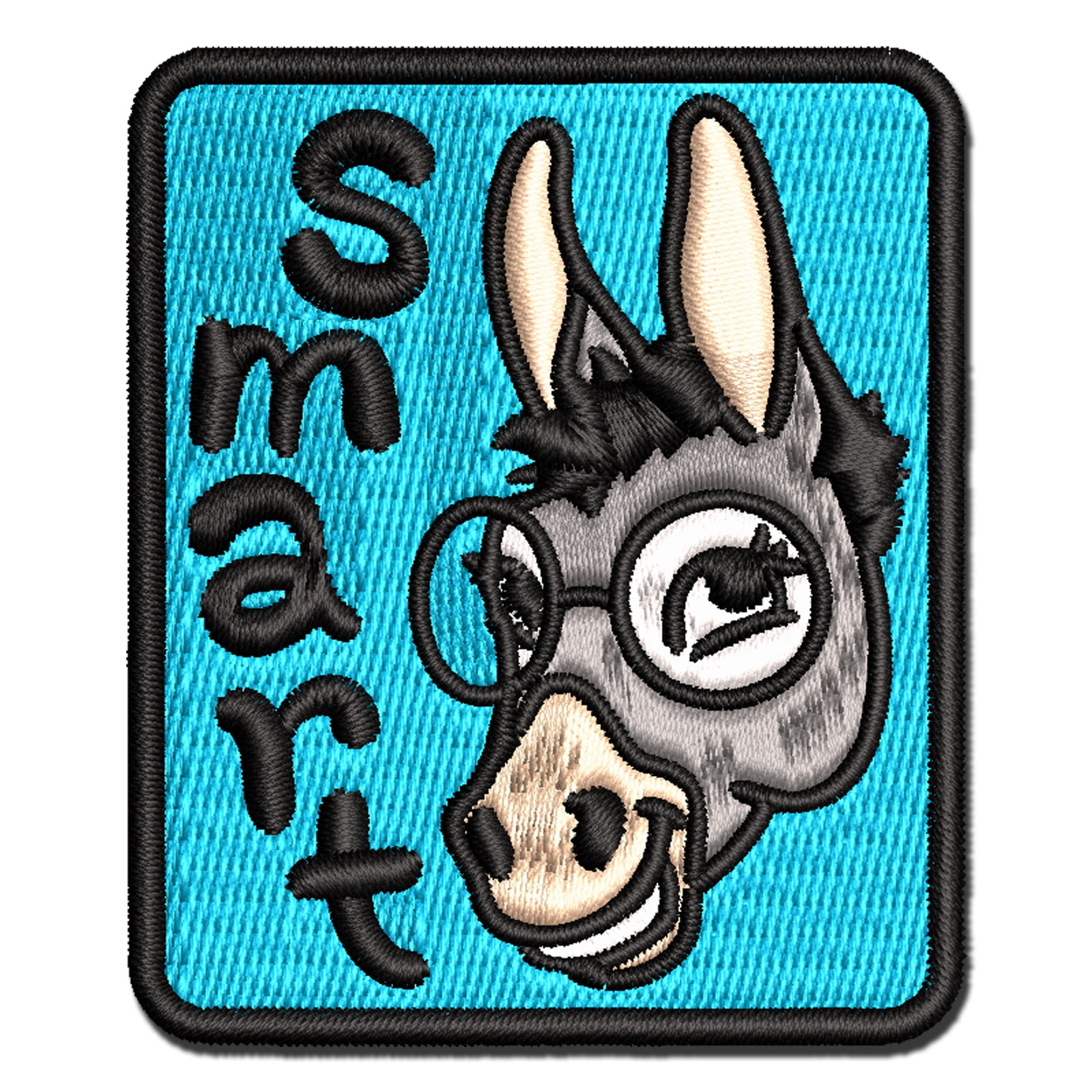 Smiling Smart Donkey with Glasses Applique Multi-Color Embroidered Hook ...