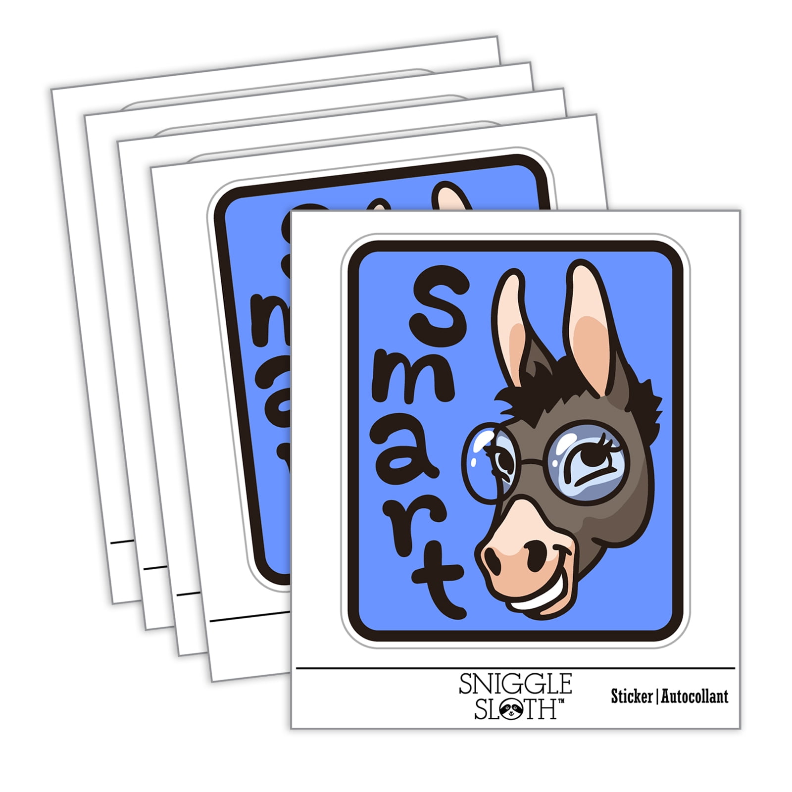 Smiling Smart Donkey with Glasses Car Window Bumper Water Bottle Phone ...