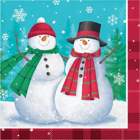 Smiling Snowman Friends Paper 16 Ct Luncheon Napkins