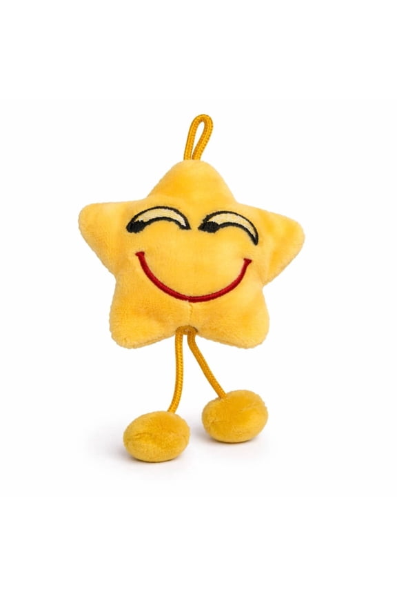 Smiling Star Plush Hanging Toy with Dangling Legs Soft Emoji Star Keychain Decor Gift