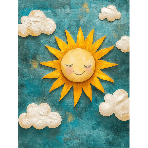 Smiling Sun Canvas Painting/Decorative ArtworkPerfect for Living RoomBedroomOfficeNurseryor Kitchen Decoration.
