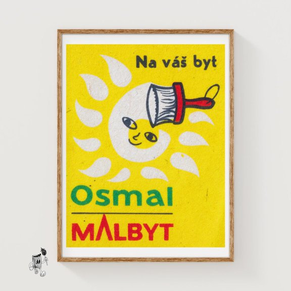 Smiling Sun Czech Folk Matchbox Wall Art Decor Unframed Paper Print