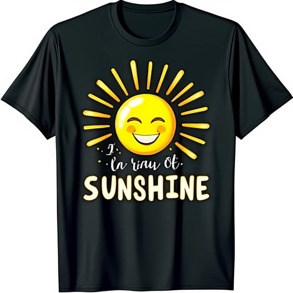 Smiling Sun Graphic Black T-Shirt with Cheerful SUNSHINE Text