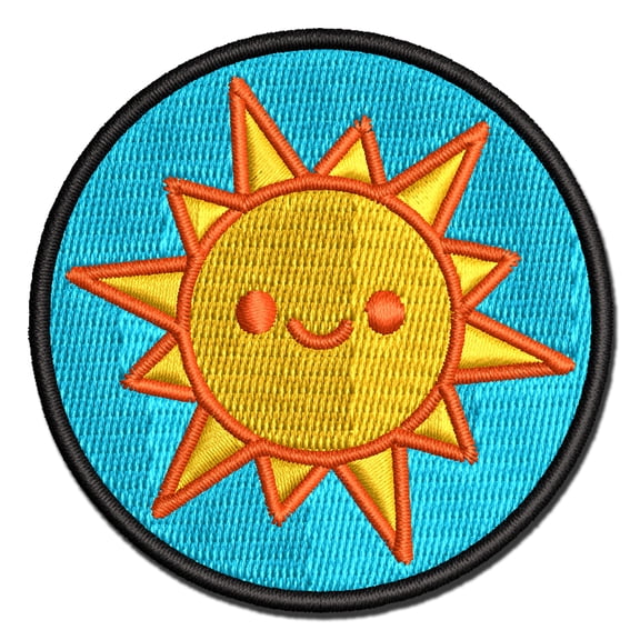 Smiling Sun Teacher Student Applique Multi-Color Embroidered Iron-On Patch - 2.0 Inch Mini