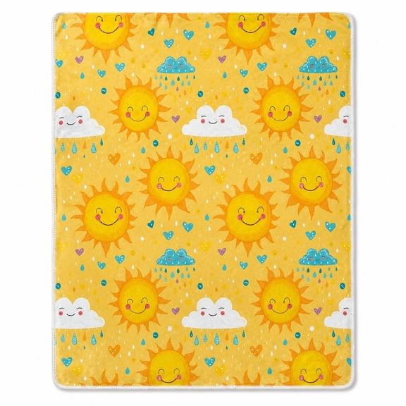 Smiling Sun Weather Sherpa Blanket, Multicolor Fleece Throw