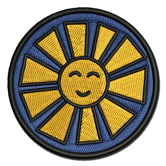 Smiling Sunshine Applique Multi-Color Embroidered Iron-On Patch - 3 Inch Medium