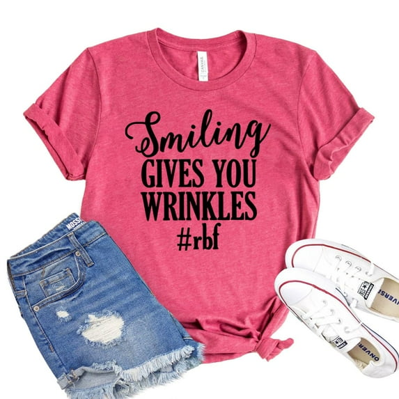 Smiling T-shirt Women's Wrinkle Shirt Rbf Tshirt Resting Bitch Face Tee Sarcastic Shirts Gift For Friend