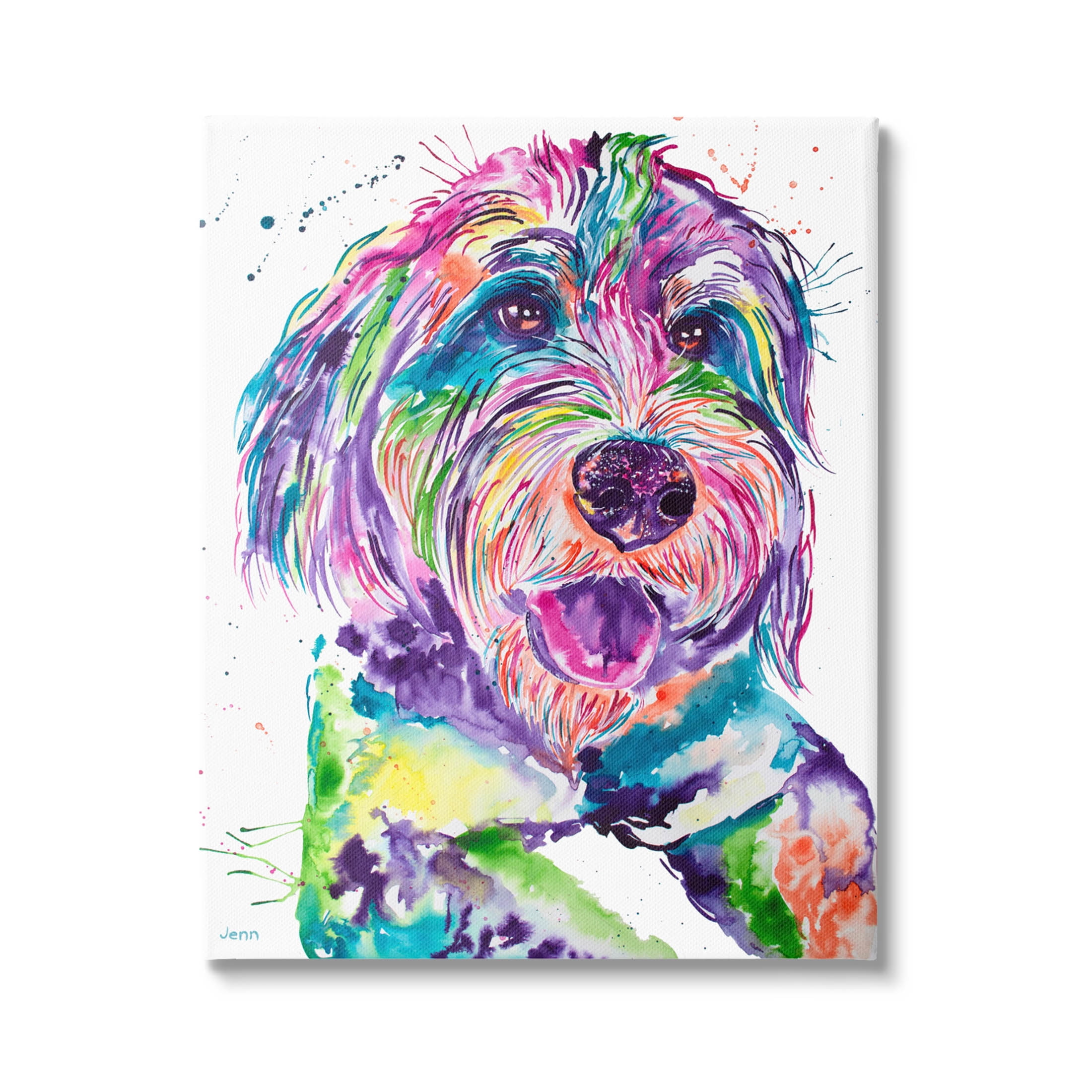 Smiling Terrier Modern Vivid Dog Animals & Insects Graphic Art Gallery Wrapped Canvas Print Wall Art