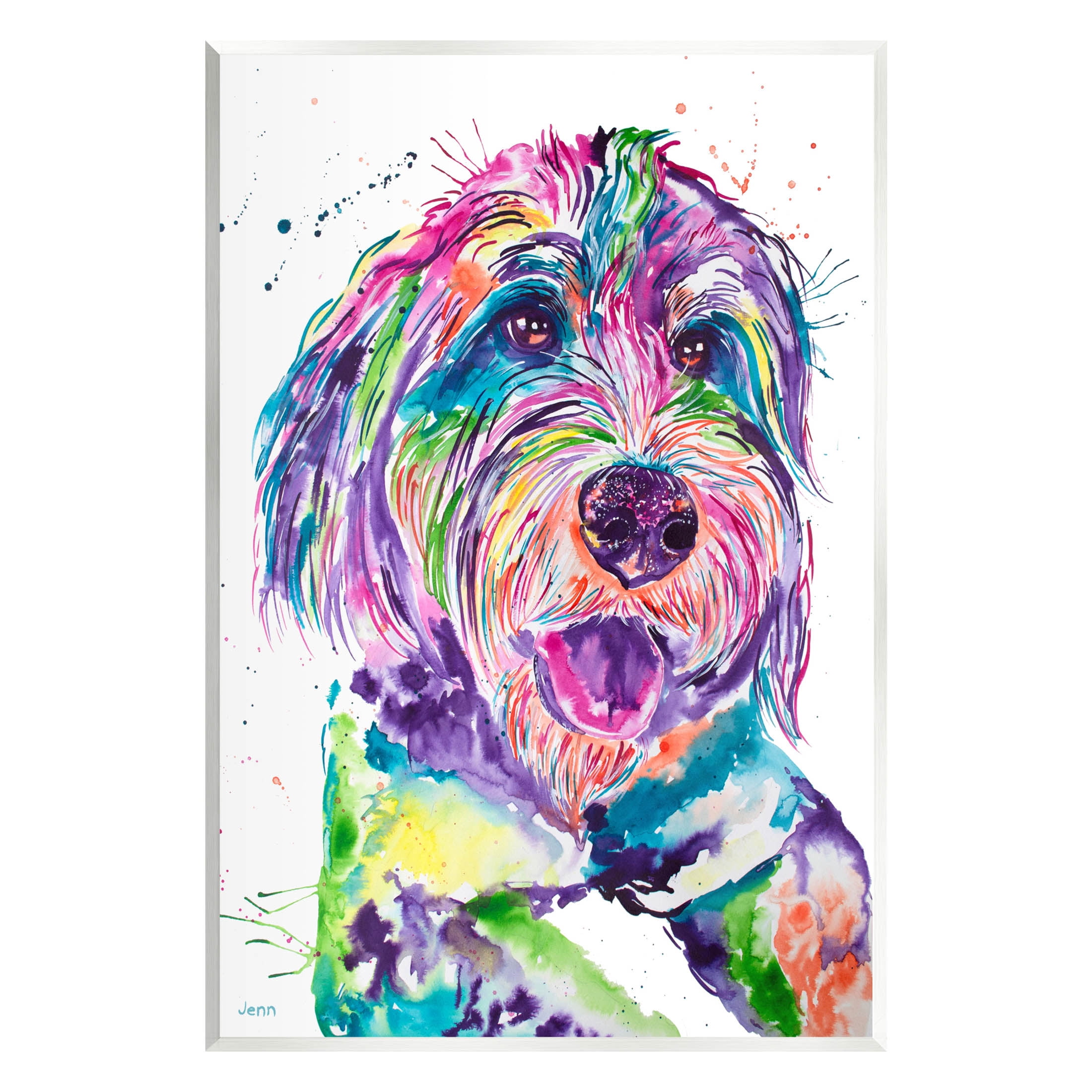 Smiling Terrier Modern Vivid Dog Animals & Insects Graphic Art Unframed Art Print Wall Art