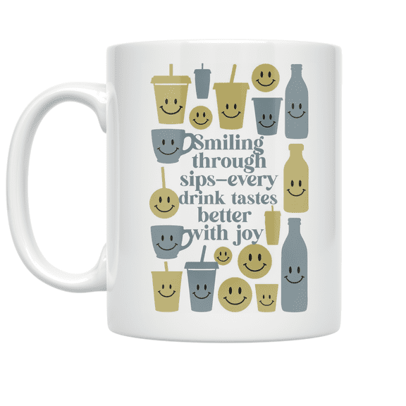 Smiling Through Sips - Beverage Enthusiast - 11 oz Ceramic Coffee Mug