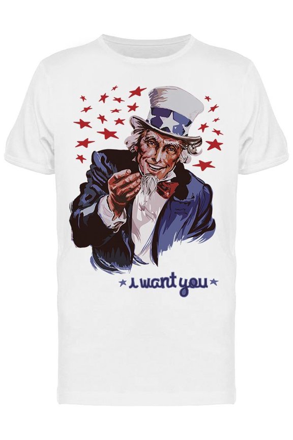 Smiling Uncle Sam T-Shirt Men -Image by Shutterstock, Male Large