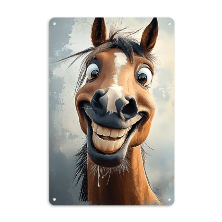 Smiling horse Retro Metal Sign, Metal Tin Signs Home, Decorative Wall Art for Home, Office, Cafe, and Garage, Indoor Outdoor Hanging Decor