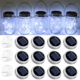 SmilingTown Solar Mason Jar MMF7 String Light Lids, 12 Pack 30 LED Jar