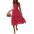 thumbnail image 1 of Smilkoo Mid-Calf Dress Women Elasticised Waist Print Artsy Dress, 1 of 3