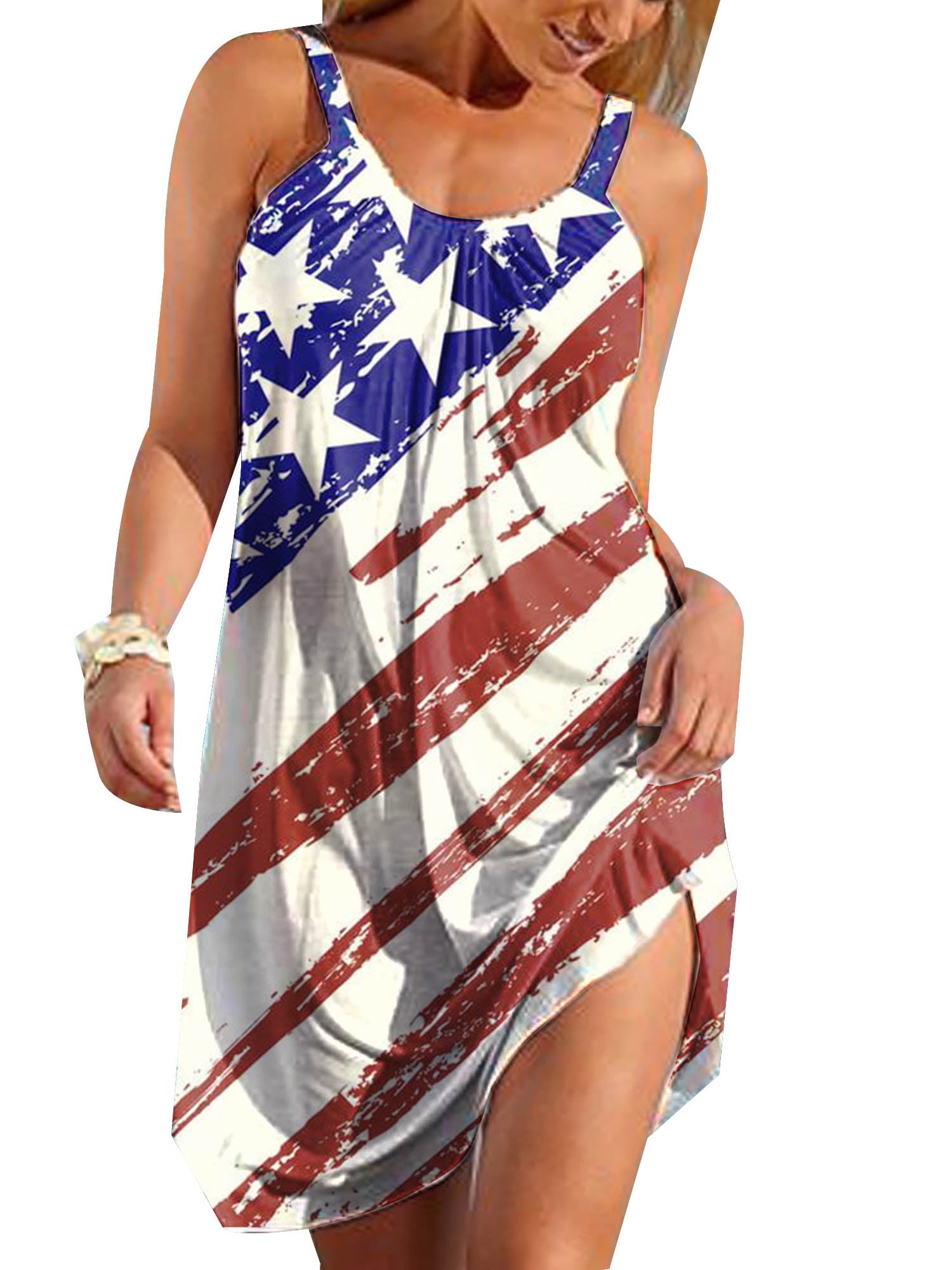 Women's Independence Day Splicing  Flag Stars Printed Casual Dress main image 1