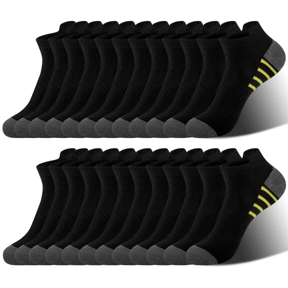 Smilooen 12 Pairs Mens Ankle Socks Athletic Running Men's Socks Value Pack, Black