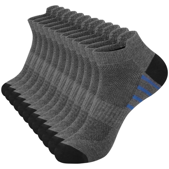 Smilooen 12 Pairs Mens Ankle Socks Athletic Running Men's Socks Value Pack, Gray
