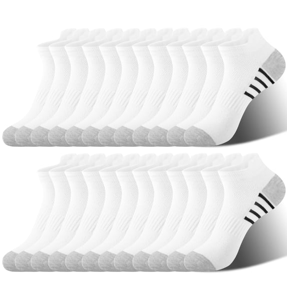 Smilooen 12 Pairs Mens Ankle Socks Athletic Running Men's Socks Value Pack, White