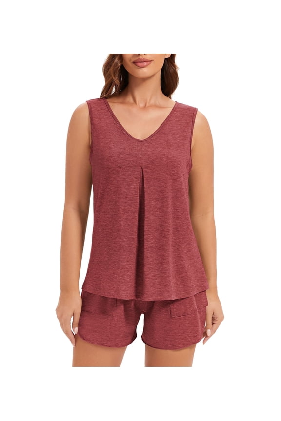 Women Pajamas 2 Piece Set Soft V Neck Casual Lounge Short PJ Sets Sleepwear for Women with Pockets,S-2XL