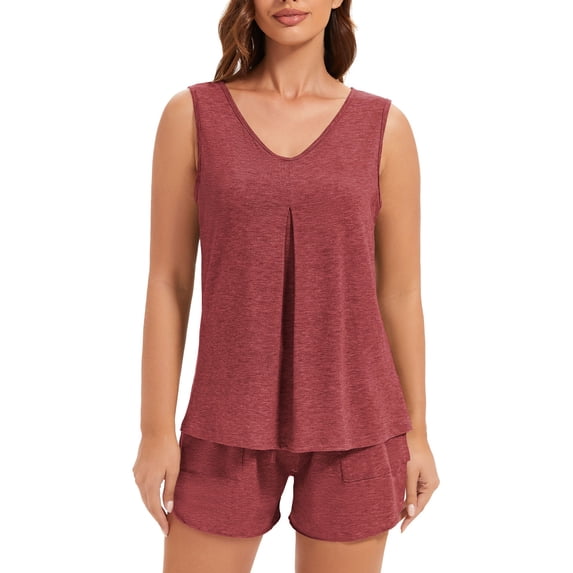 Loritta Secret Women Pajamas 2 Piece Set Soft V Neck Casual Lounge Short PJ Sets Sleepwear for Women with Pockets,S-2XL