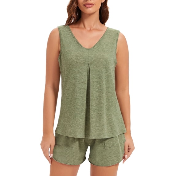 Loritta Secret Women Pajamas 2 Piece Set Soft V Neck Casual Lounge Short PJ Sets Sleepwear for Women with Pockets,S-2XL