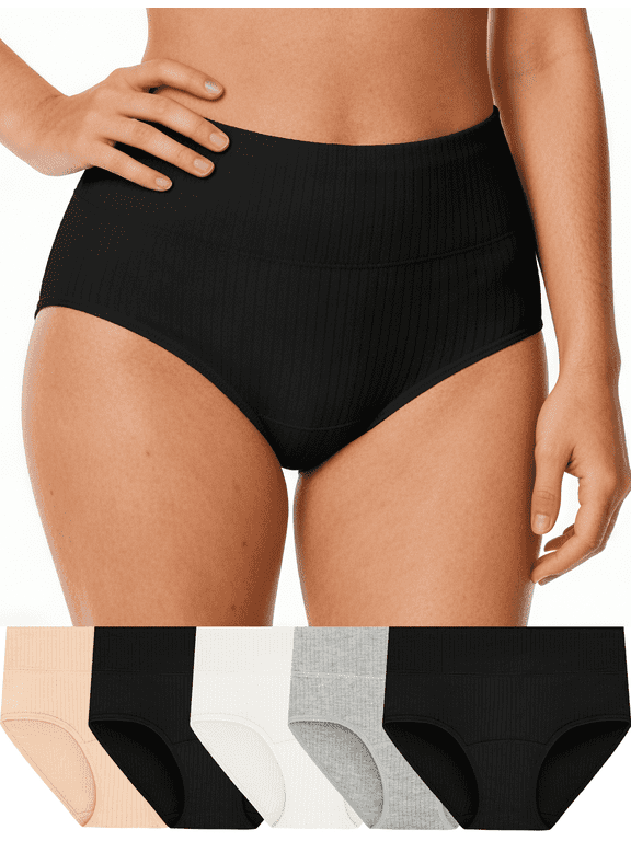 5-Pack Cotton Underwear for Women High Waist Full Coverage Cotton Soft Panties for Ladies, Size S-2XL
