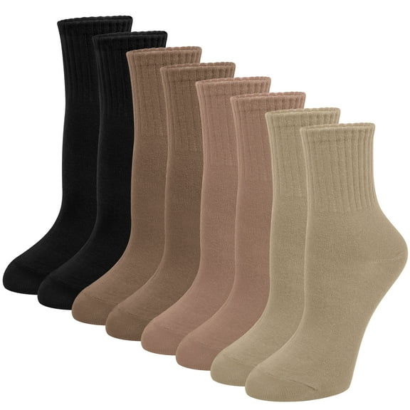 Smilooen 8 Pack Womens Crew Socks Casual Cotton Dress Athletic Socks for Women