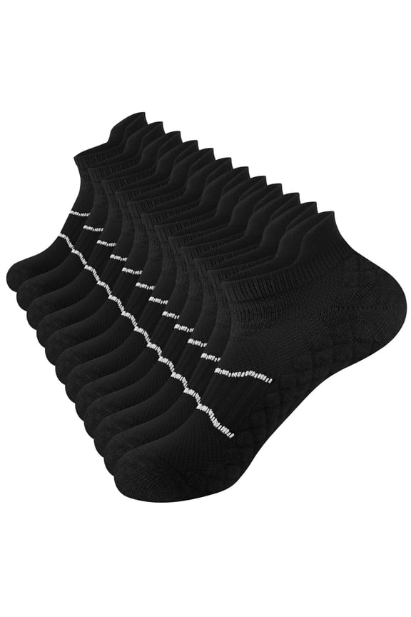 6 Pairs Womens Ankle Socks Low Cut Running Breathable Cushioned Socks Size 8-12