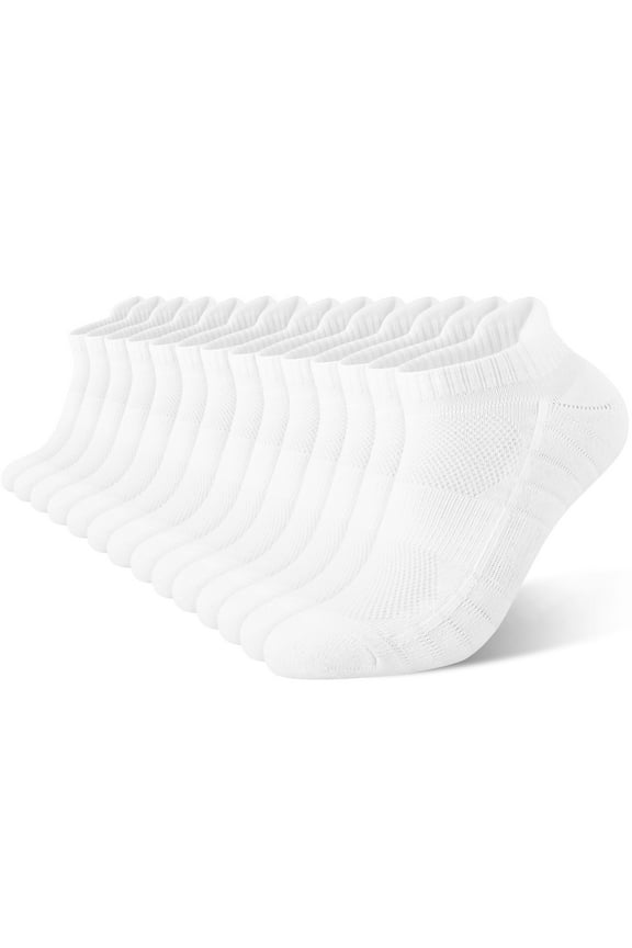Athletic Ankle Mens Socks Cushioned Low Cut Socks for Men White Ankle Socks Value Pack 14 Pairs