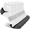 thumbnail image 1 of Smilooen Athletic Ankle Socks for Men and Women Cushioned Running Socks Low Cut 6 Pairs White, Size 6-9, 1 of 6