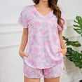thumbnail image 1 of Smilooen Tie Dye Womens Pajama Sets Short Sleeve 2 Piece PJ Sets Women Summer Loungewear with Pockets, S-2XL, 1 of 7